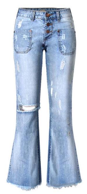 Distressed-wide-leg-jeans